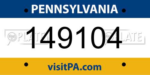 149104 Pennsylvania License Plate