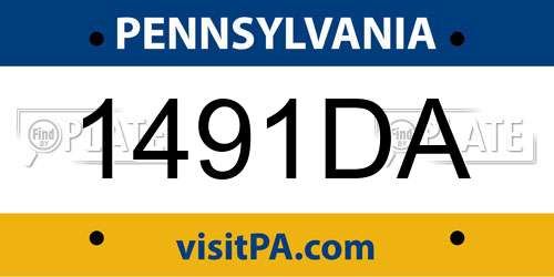 1491DA Pennsylvania License Plate