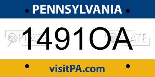 1491OA Pennsylvania License Plate