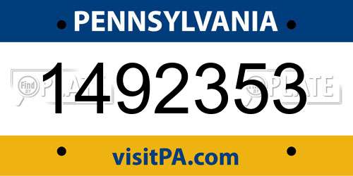 1492353 Pennsylvania License Plate