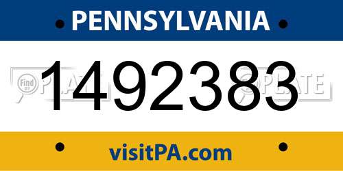 1492383 Pennsylvania License Plate