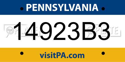14923B3 Pennsylvania License Plate