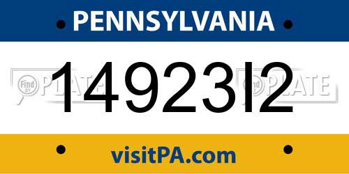 14923I2 Pennsylvania License Plate