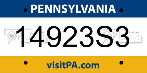 14923S3 Pennsylvania License Plate