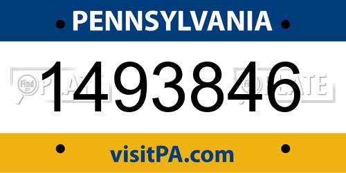 1493846 Pennsylvania License Plate