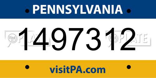 1497312 Pennsylvania License Plate
