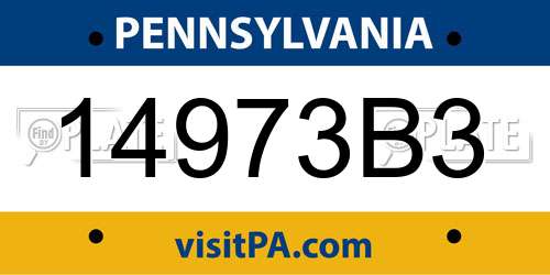14973B3 Pennsylvania License Plate