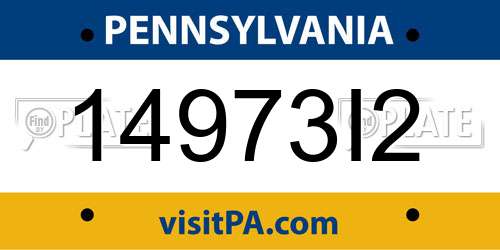 14973I2 Pennsylvania License Plate