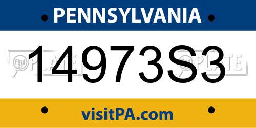 14973S3 Pennsylvania License Plate