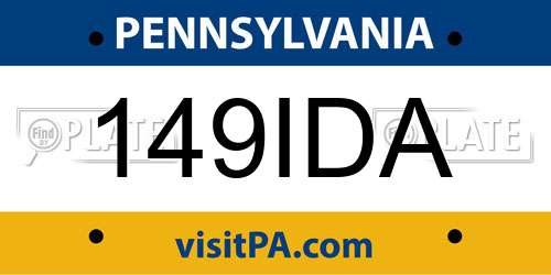 149IDA Pennsylvania License Plate