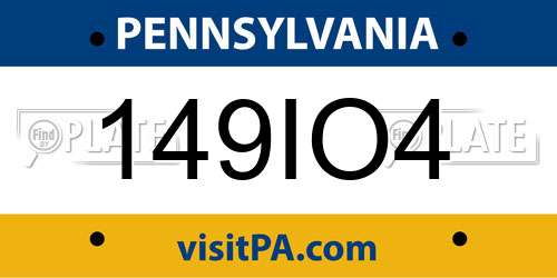 149IO4 Pennsylvania License Plate