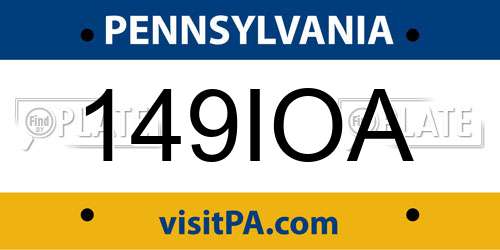 149IOA Pennsylvania License Plate
