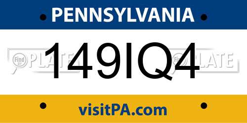 149IQ4 Pennsylvania License Plate