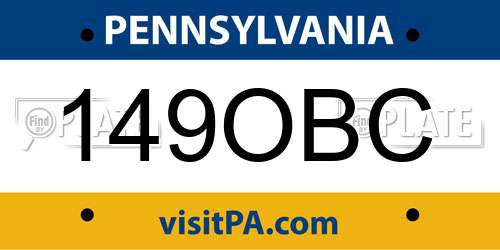 149OBC Pennsylvania License Plate