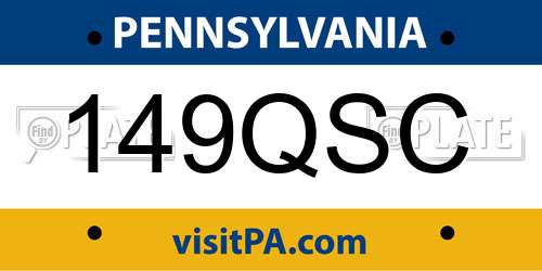 149QSC Pennsylvania License Plate