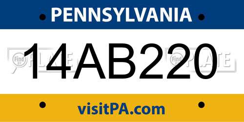 14AB220 Pennsylvania License Plate