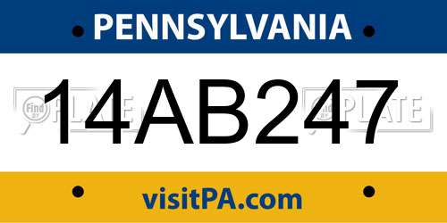 14AB247 Pennsylvania License Plate
