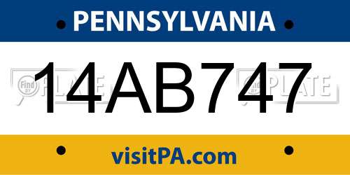 14AB747 Pennsylvania License Plate