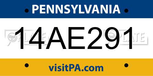 14AE291 Pennsylvania License Plate