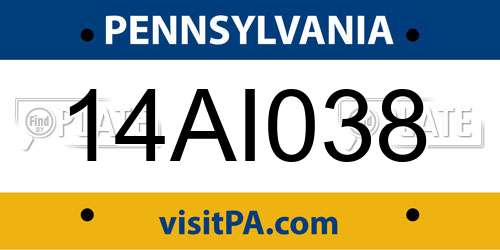 14AI038 Pennsylvania License Plate