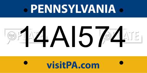 14AI574 Pennsylvania License Plate