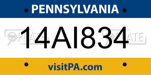 14AI834 Pennsylvania License Plate
