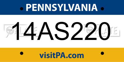 14AS220 Pennsylvania License Plate