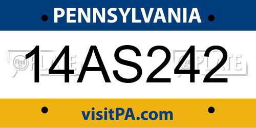 14AS242 Pennsylvania License Plate