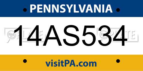 14AS534 Pennsylvania License Plate