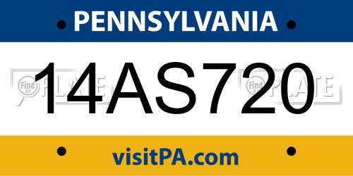14AS720 Pennsylvania License Plate