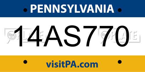 14AS770 Pennsylvania License Plate