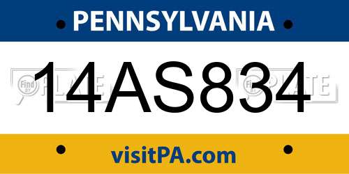 14AS834 Pennsylvania License Plate