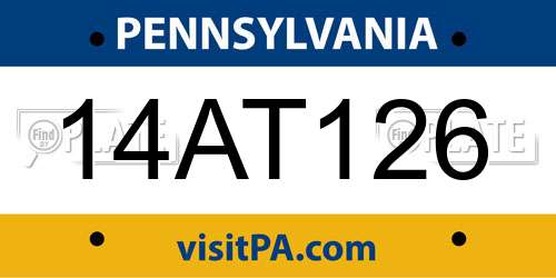 14AT126 Pennsylvania License Plate