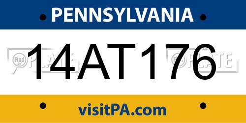 14AT176 Pennsylvania License Plate