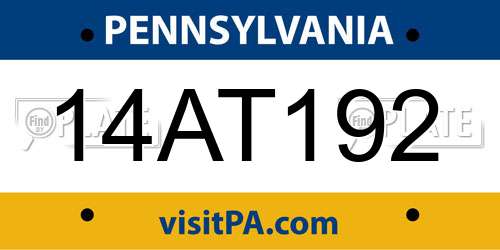 14AT192 Pennsylvania License Plate