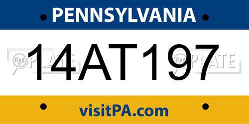 14AT197 Pennsylvania License Plate