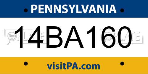 14BA160 Pennsylvania License Plate