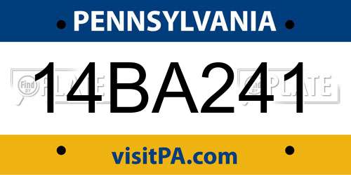 14BA241 Pennsylvania License Plate