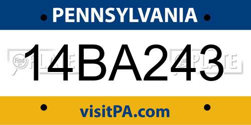14BA243 Pennsylvania License Plate
