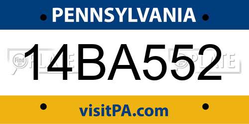 14BA552 Pennsylvania License Plate