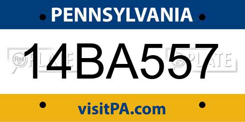 14BA557 Pennsylvania License Plate