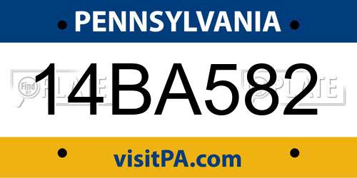 14BA582 Pennsylvania License Plate