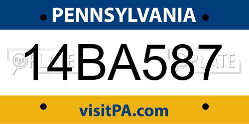 14BA587 Pennsylvania License Plate