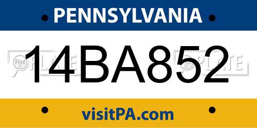14BA852 Pennsylvania License Plate