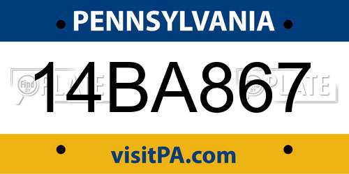 14BA867 Pennsylvania License Plate