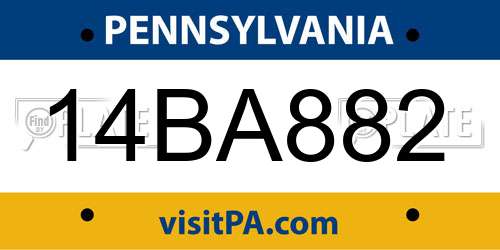 14BA882 Pennsylvania License Plate