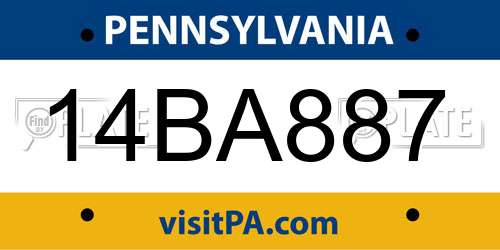14BA887 Pennsylvania License Plate