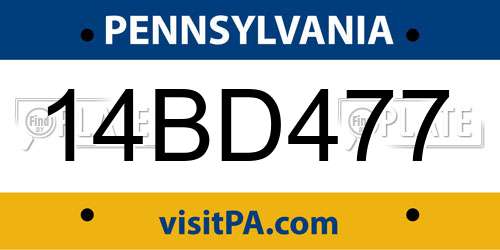 14BD477 Pennsylvania License Plate