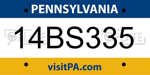 14BS335 Pennsylvania License Plate