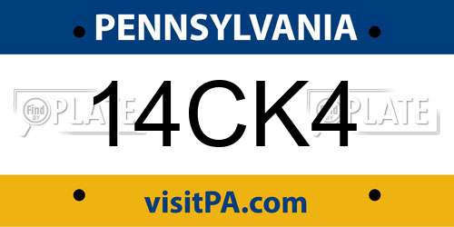 14CK4 Pennsylvania License Plate